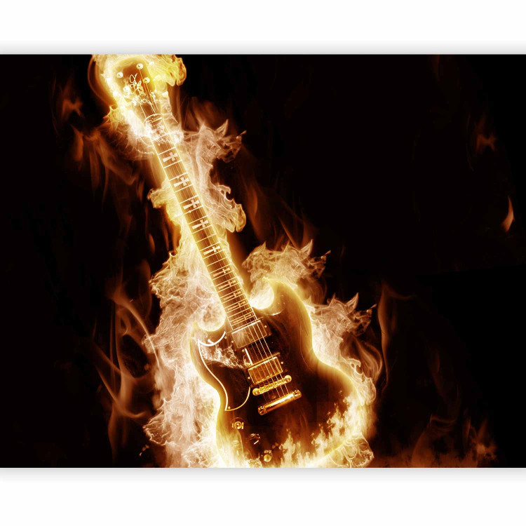 Wall Mural Rock Music - Electric guitar in flames on a black background 61382 additionalImage 1