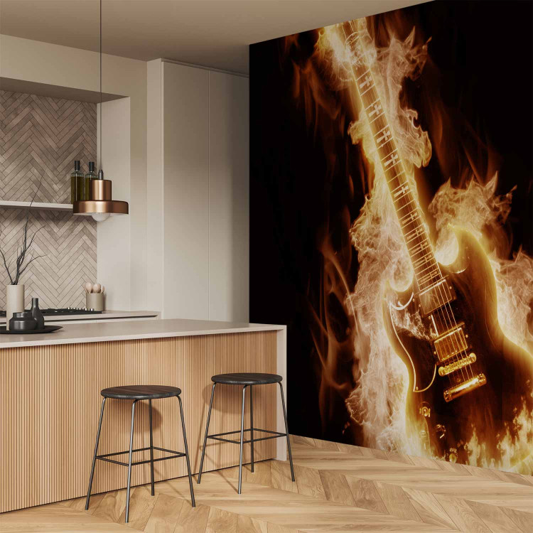 Wall Mural Rock Music - Electric guitar in flames on a black background 61382 additionalImage 7