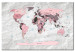 Canvas Print World Map: Pink Continents 91882