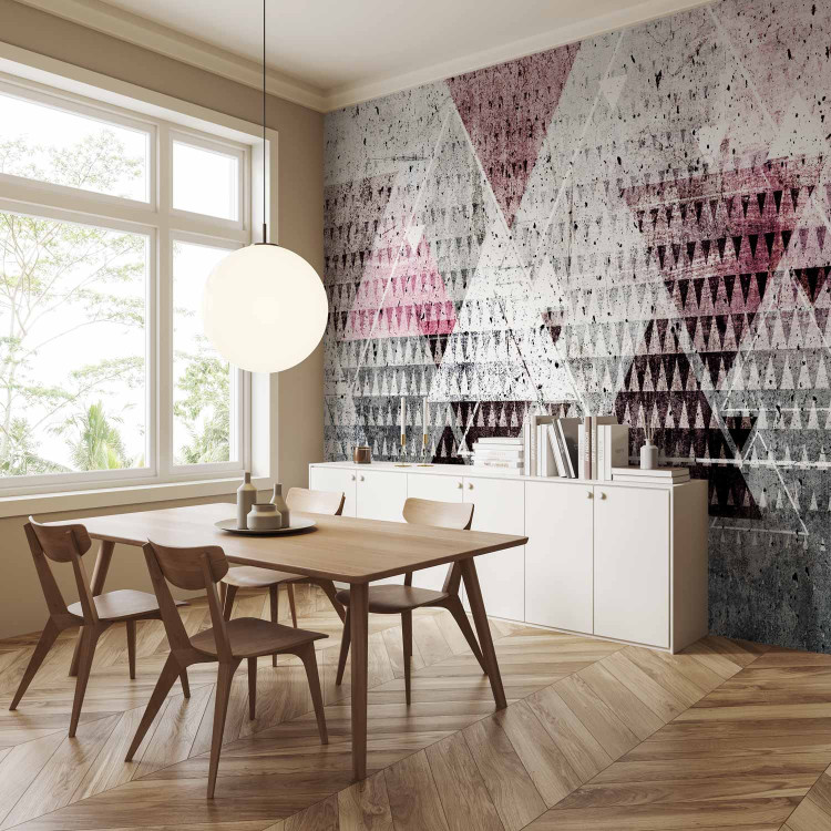 Wall Mural Triangles - geometric composition in various colours on a concrete background 107692 additionalImage 4