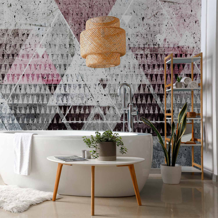 Wall Mural Triangles - geometric composition in various colours on a concrete background 107692 additionalImage 8
