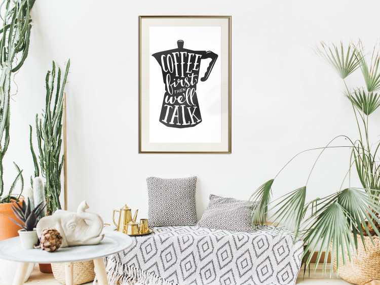 Wall Poster Coffee First Then We'll Talk - black coffee pot with white texts 114792 additionalImage 21