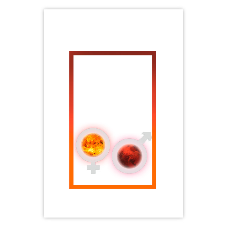 Poster Mars and Venus - abstraction with a pair of planets and gender symbols on a white background 116792 additionalImage 25