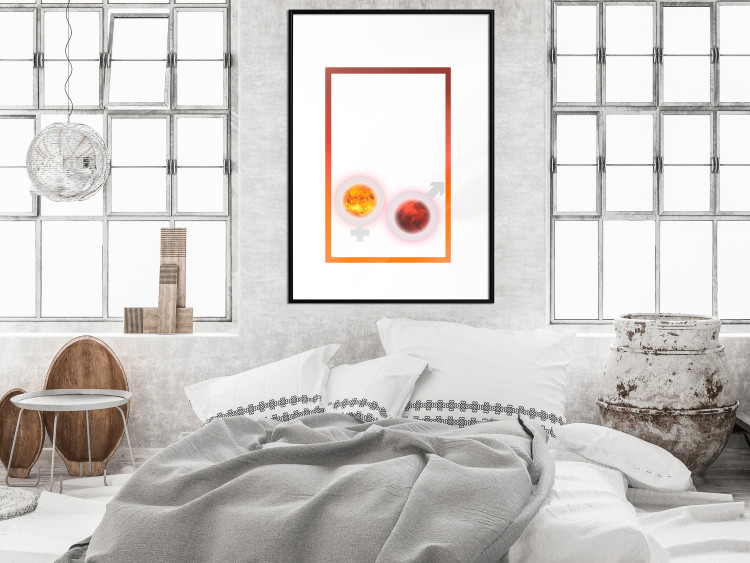 Poster Mars and Venus - abstraction with a pair of planets and gender symbols on a white background 116792 additionalImage 4