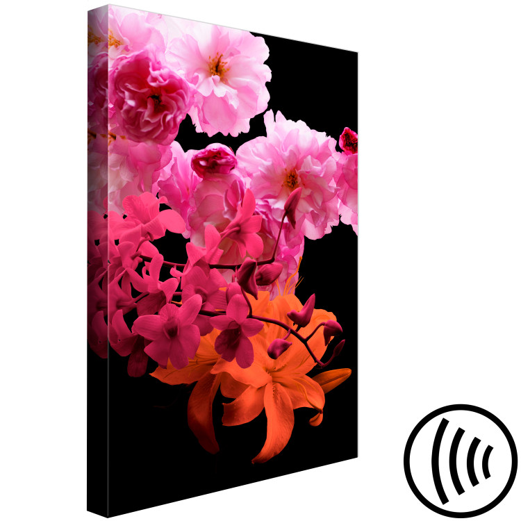Canvas Flowers in pink - colorful composition with flowers in shades, pink, violet and oranges on a black background 118392 additionalImage 6