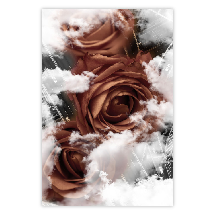 Poster Roses in the Clouds - red flowers amidst clouds above city streets 122792