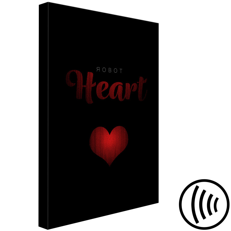 Canvas Print Mechanical heart - red symbol of love in English. Robot on a black background in a modern style. 122892 additionalImage 6