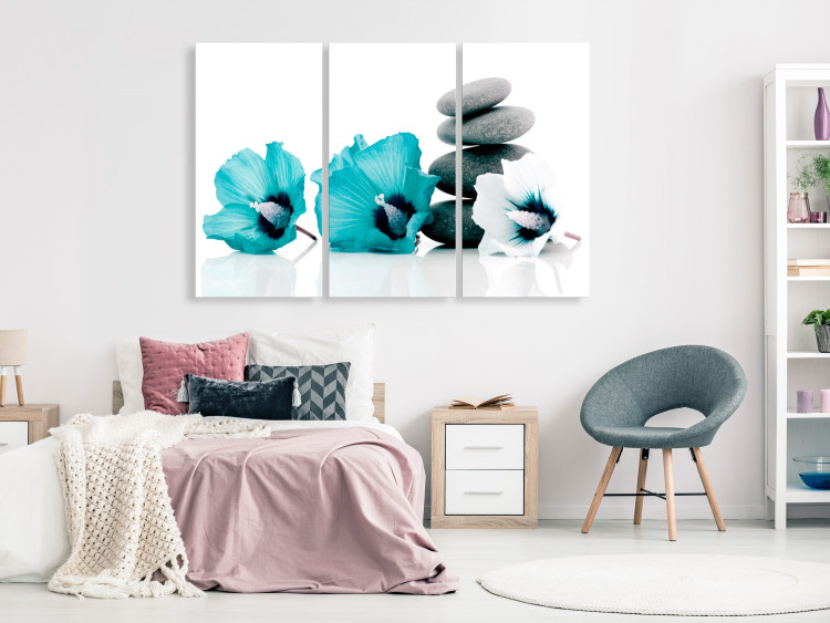 Canvas Print Blue flowers with stones - a composition of feng shui with mallow 123392 additionalImage 3