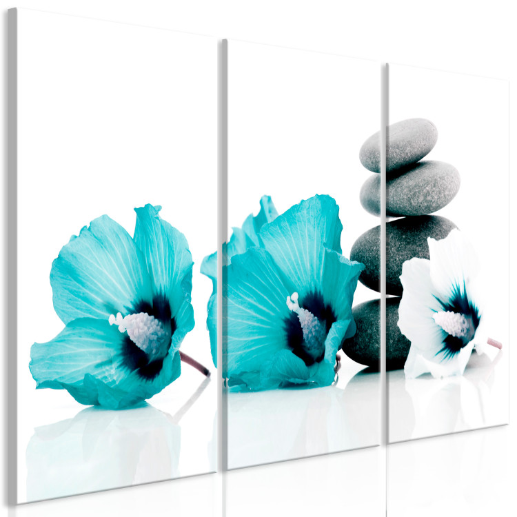 Canvas Print Blue flowers with stones - a composition of feng shui with mallow 123392 additionalImage 2