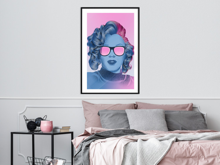 Wall Poster Norma Jeane - fanciful blue-pink portrait of a woman with glasses 123492 additionalImage 4