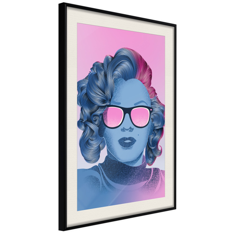 Wall Poster Norma Jeane - fanciful blue-pink portrait of a woman with glasses 123492 additionalImage 3