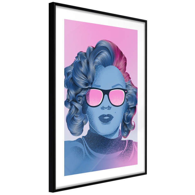 Wall Poster Norma Jeane - fanciful blue-pink portrait of a woman with glasses 123492 additionalImage 13