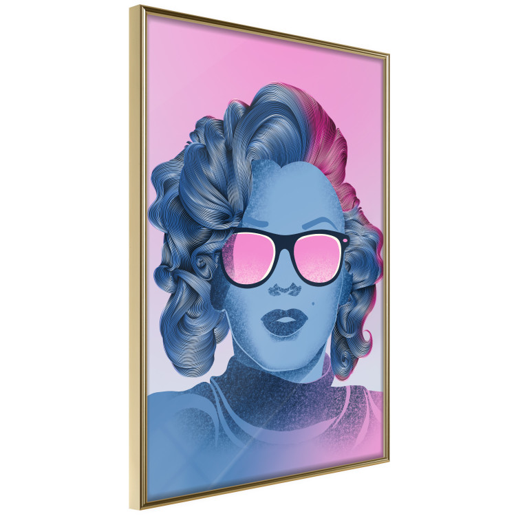 Wall Poster Norma Jeane - fanciful blue-pink portrait of a woman with glasses 123492 additionalImage 14