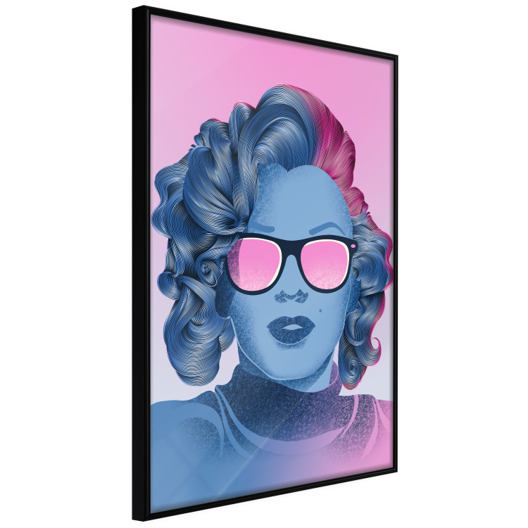 Wall Poster Norma Jeane - fanciful blue-pink portrait of a woman with glasses 123492 additionalImage 12