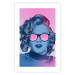 Wall Poster Norma Jeane - fanciful blue-pink portrait of a woman with glasses 123492 additionalThumb 19