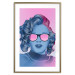 Wall Poster Norma Jeane - fanciful blue-pink portrait of a woman with glasses 123492 additionalThumb 16