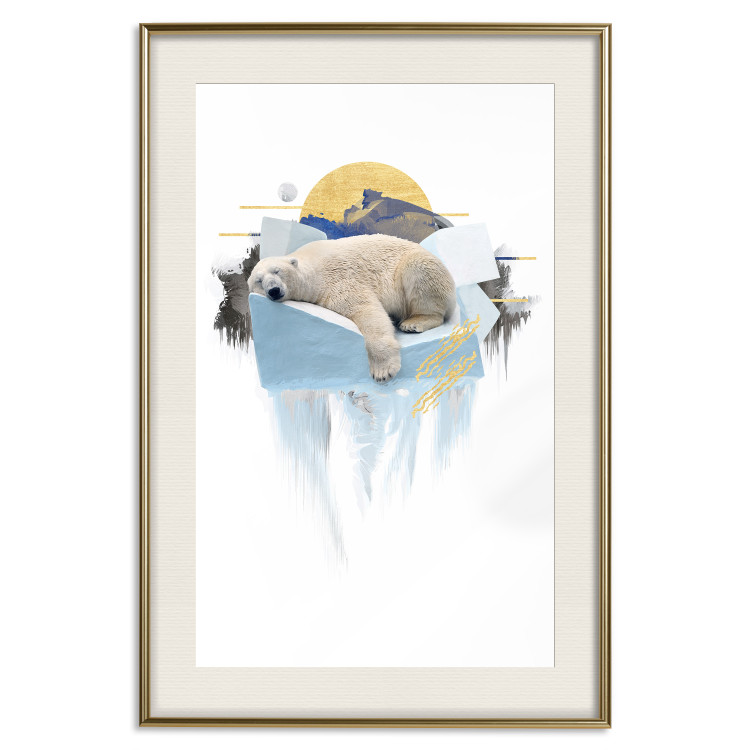 Wall Poster Polar Bear - sleeping winter animal amidst ice on white background 123992 additionalImage 19