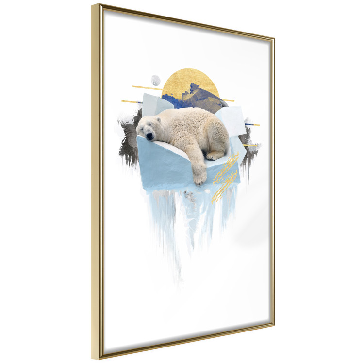Wall Poster Polar Bear - sleeping winter animal amidst ice on white background 123992 additionalImage 2