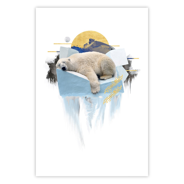 Wall Poster Polar Bear - sleeping winter animal amidst ice on white background 123992