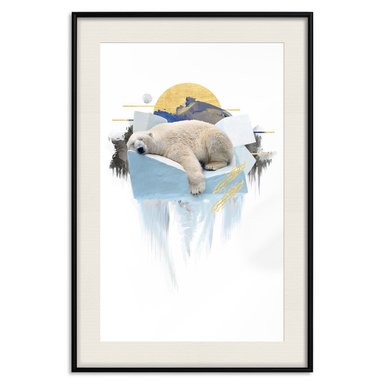 Wall Poster Polar Bear - sleeping winter animal amidst ice on white background 123992 additionalImage 18