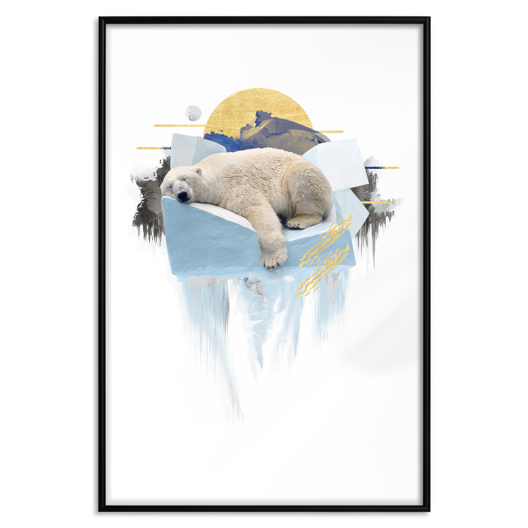 Wall Poster Polar Bear - sleeping winter animal amidst ice on white background 123992 additionalImage 18