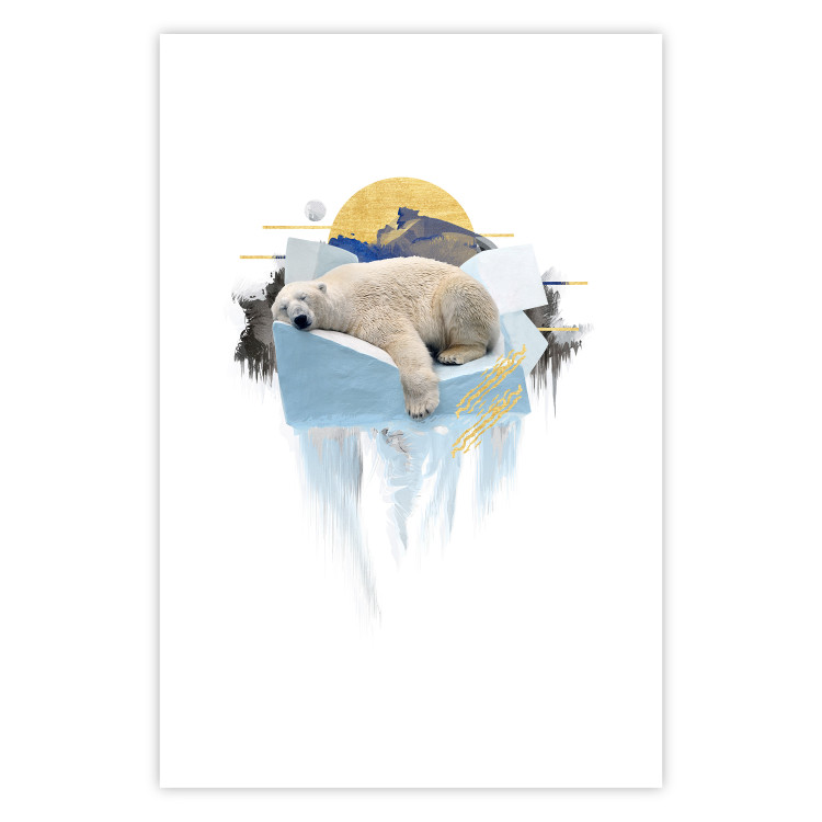 Wall Poster Polar Bear - sleeping winter animal amidst ice on white background 123992 additionalImage 25