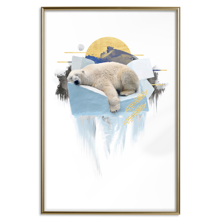 Wall Poster Polar Bear - sleeping winter animal amidst ice on white background 123992 additionalImage 20