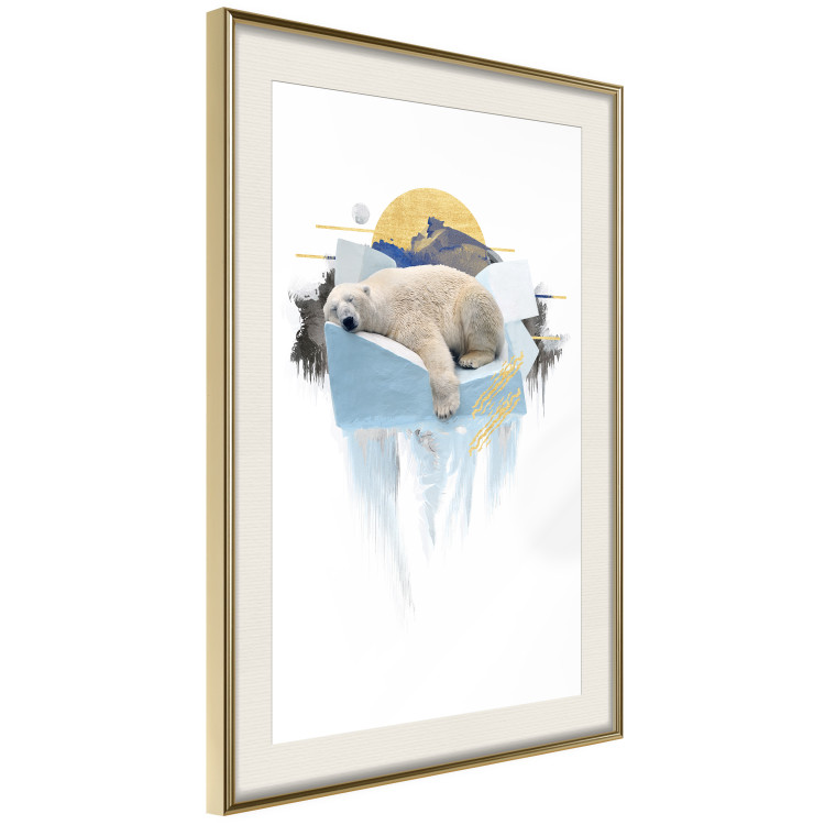 Wall Poster Polar Bear - sleeping winter animal amidst ice on white background 123992 additionalImage 14