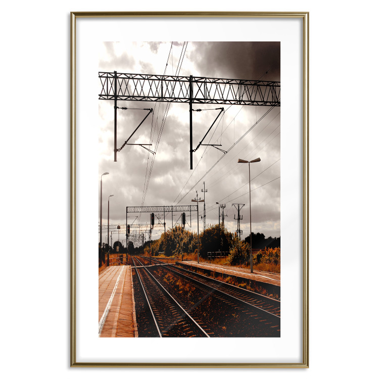 Wall Poster Before the Journey - landscape of train station against cloudy sky 124392 additionalImage 16