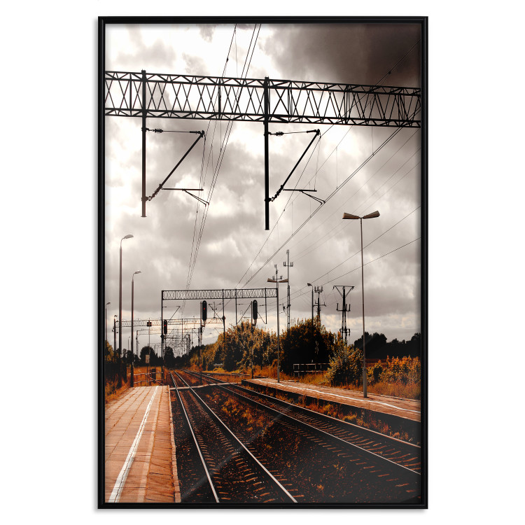 Wall Poster Before the Journey - landscape of train station against cloudy sky 124392 additionalImage 24