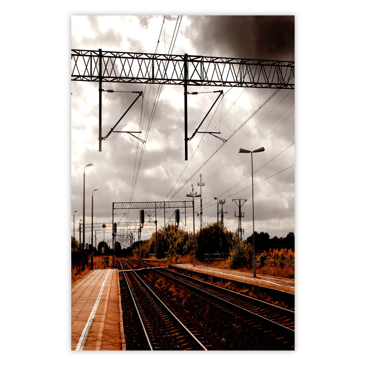 Wall Poster Before the Journey - landscape of train station against cloudy sky 124392