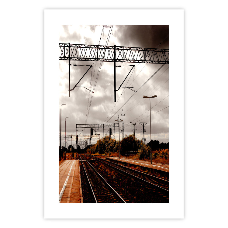 Wall Poster Before the Journey - landscape of train station against cloudy sky 124392 additionalImage 19