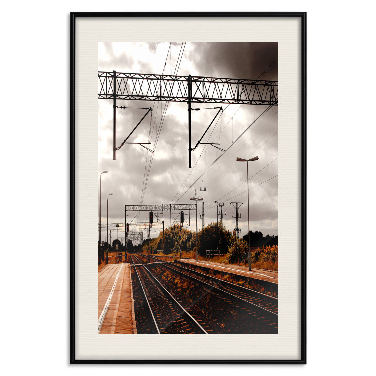 Wall Poster Before the Journey - landscape of train station against cloudy sky 124392 additionalImage 18