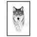 Wall Poster Snowy Wolf - black and white portrait of a wolf on a bright contrasting background 126292 additionalThumb 16