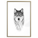 Wall Poster Snowy Wolf - black and white portrait of a wolf on a bright contrasting background 126292 additionalThumb 14