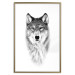 Wall Poster Snowy Wolf - black and white portrait of a wolf on a bright contrasting background 126292 additionalThumb 17