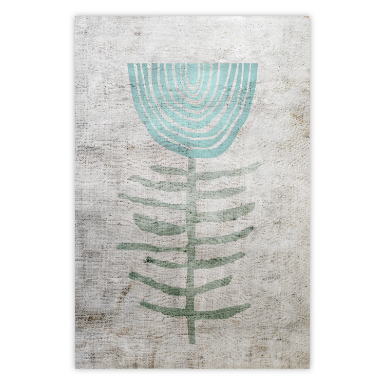 Poster Blue Lily - abstract blue flower on fabric texture 127392