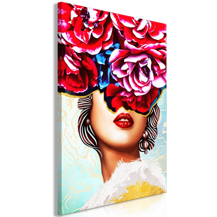 Canvas Print Sweet Lips (1-part) vertical - abstraction of woman and flowers 127792 additionalImage 2