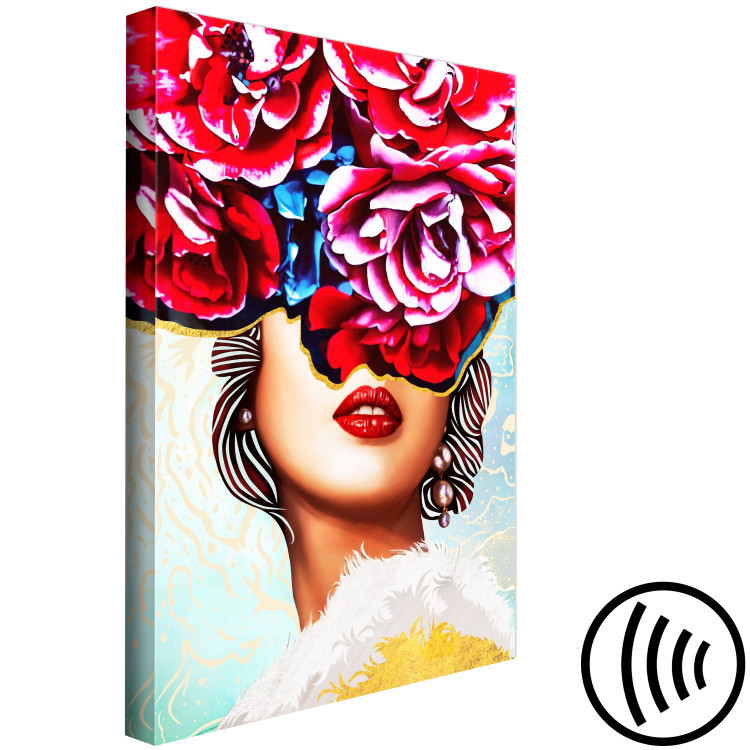 Canvas Print Sweet Lips (1-part) vertical - abstraction of woman and flowers 127792 additionalImage 6