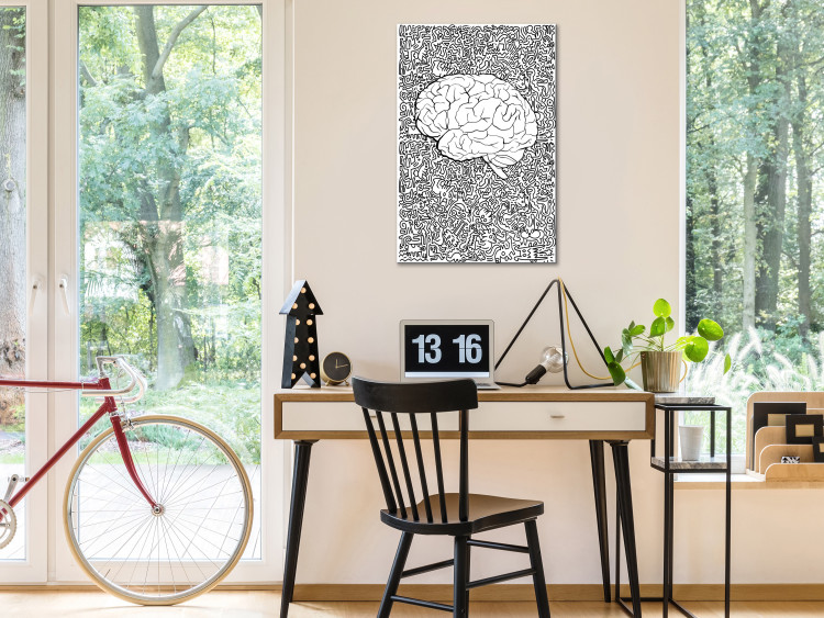 Canvas Print Anatomical brain contours - abstract, black drawings on background 127892 additionalImage 3
