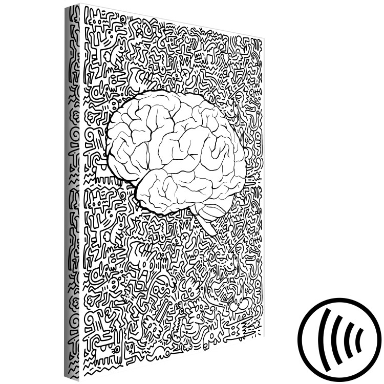 Canvas Print Anatomical brain contours - abstract, black drawings on background 127892 additionalImage 6