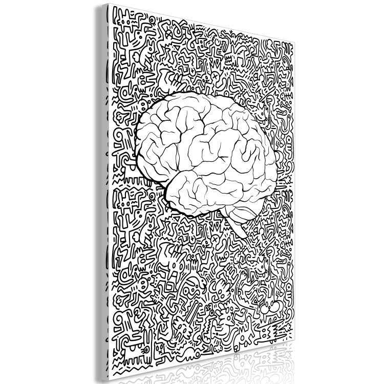 Canvas Print Anatomical brain contours - abstract, black drawings on background 127892 additionalImage 2