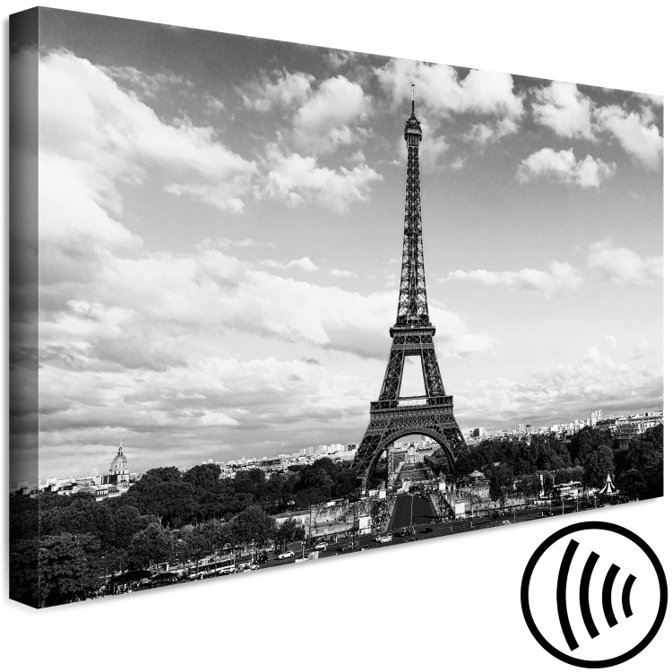 Canvas Black and White Eiffel Tower (1-part) wide - architecture of Paris 128392 additionalImage 6