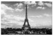 Canvas Black and White Eiffel Tower (1-part) wide - architecture of Paris 128392