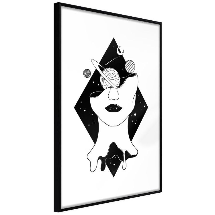 Wall Poster Cosmos in Mind - abstract black portrait of woman with planets 128492 additionalImage 8