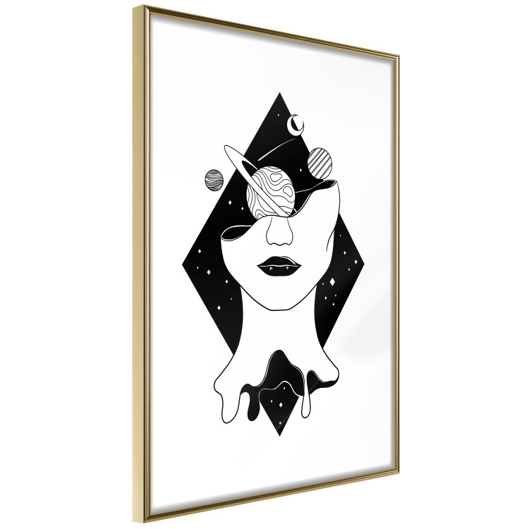 Wall Poster Cosmos in Mind - abstract black portrait of woman with planets 128492 additionalImage 7