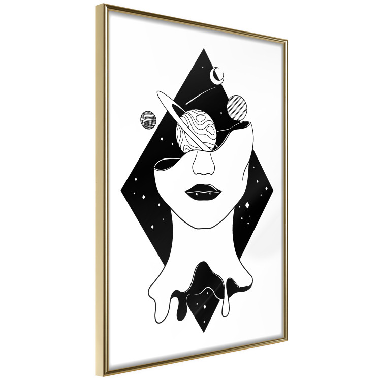 Wall Poster Cosmos in Mind - abstract black portrait of woman with planets 128492 additionalImage 14