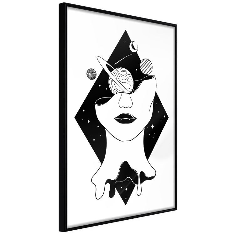 Wall Poster Cosmos in Mind - abstract black portrait of woman with planets 128492 additionalImage 11