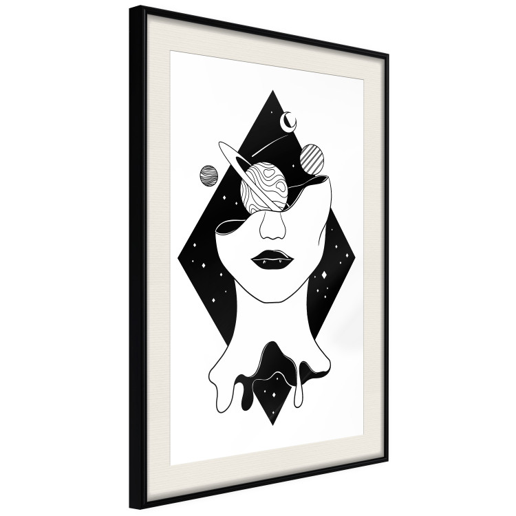 Wall Poster Cosmos in Mind - abstract black portrait of woman with planets 128492 additionalImage 2