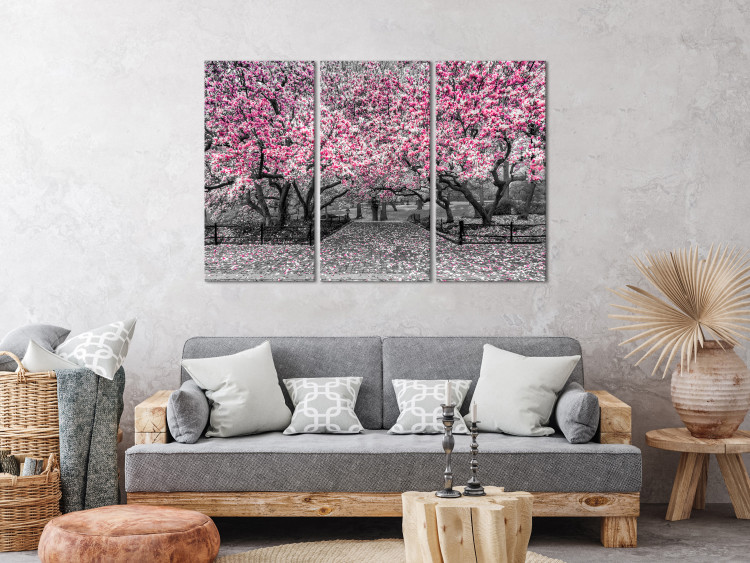 Canvas Print Blooming Magnolias - triptych with magnolia trees and pink flowers 128792 additionalImage 3